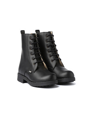 Made in Spain Nappa Leather Girls Black Military Style Boots EU25-EU31